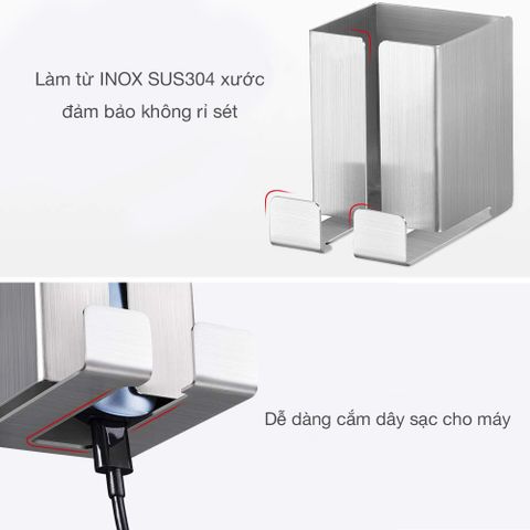 Kệ đựng bàn chải điện máy cạo râu dán tường Inox 304 Hobby Home Decor MCR2