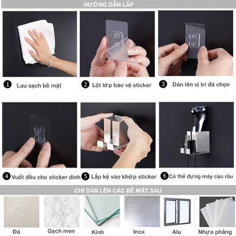 Kệ đựng bàn chải điện máy cạo râu dán tường Inox 304 Hobby Home Decor MCR2