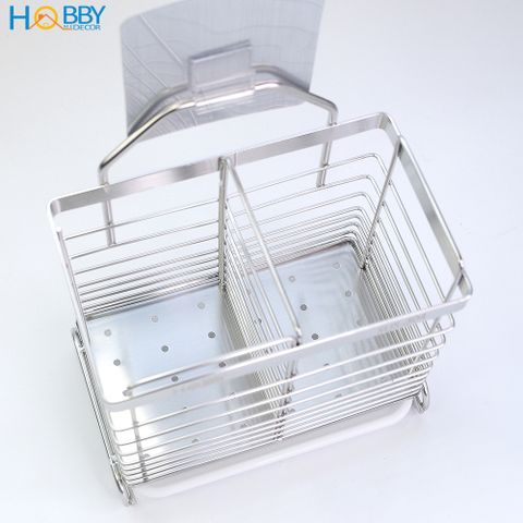 Kệ đựng đũa muỗng 2 ngăn dán tường inox 304 Hobby Home Decor DM05