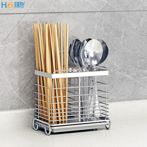 Kệ đựng đũa muỗng 2 ngăn dán tường inox 304 Hobby Home Decor DM05