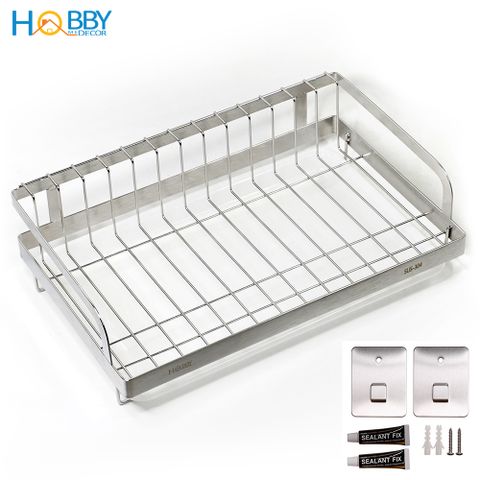 Kệ để chén đĩa đa năng dán tường inox 304 Hobby home decor KCD 2 size tùy chọn