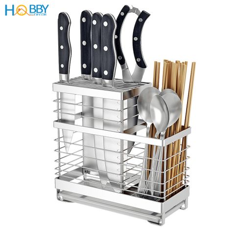 Kệ đựng đũa muỗng dao kéo 2 ngăn đa năng inox 304 Hobby Home Decor KDM
