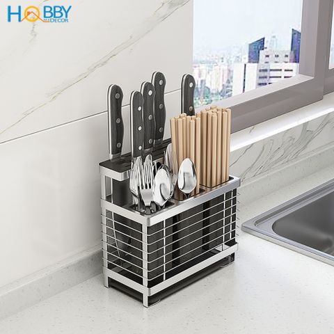 Kệ đựng đũa muỗng dao kéo inox 304 dán tường Hobby home decor KDMT3