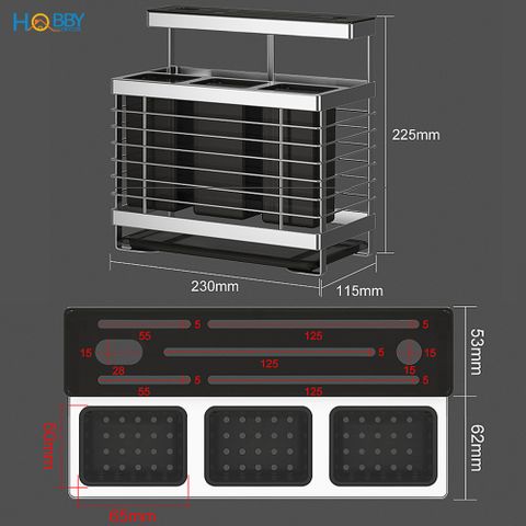 Kệ đựng đũa muỗng dao kéo inox 304 dán tường Hobby home decor KDMT3