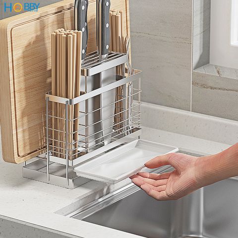 Kệ đựng đũa muỗng dao thớt đa năng inox 304 Hobby Home Decor KDMT4