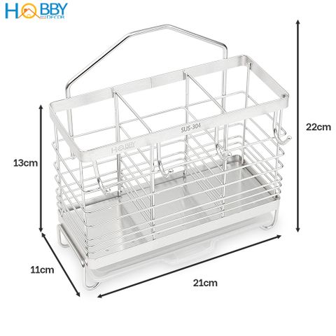 Kệ đựng đũa muỗng 3 ngăn có móc treo dán tường Hobby Home Decor DM04