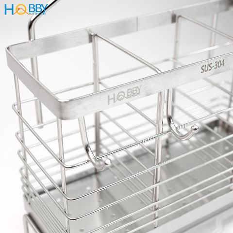 Kệ đựng đũa muỗng 3 ngăn có móc treo dán tường Hobby Home Decor DM04