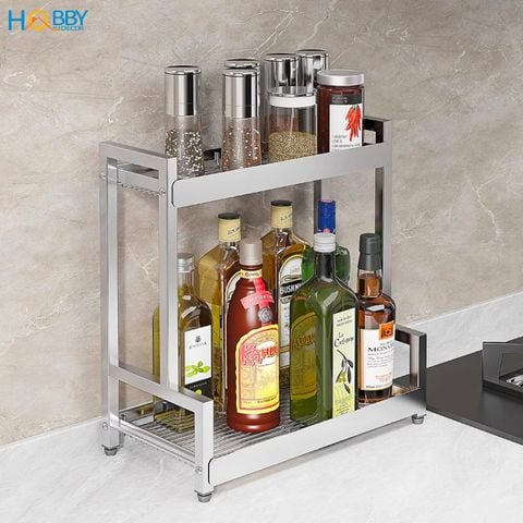 Kệ đựng gia vị nhà bếp 2 tầng Inox 304 đa năng Hobby home decor GV2TN