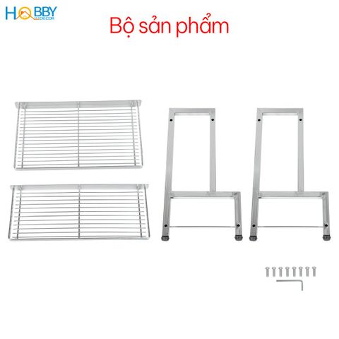 Kệ đựng gia vị nhà bếp 2 tầng Inox 304 đa năng Hobby home decor GV2TN