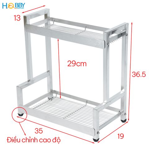 Kệ đựng gia vị nhà bếp 2 tầng Inox 304 đa năng Hobby home decor GV2TN