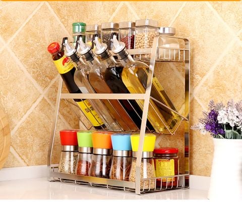 Kệ đựng gia vị 3 tầng để chai lọ nhà bếp đa năng inox 304 Hobby Home Decor 3TGV