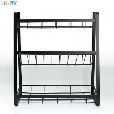 Kệ đựng gia vị chai lọ nhà bếp 3 tầng sơn đen Hobby home decor 3TD