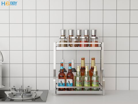 Kệ đựng gia vị nhà bếp 2 tầng Inox 304 Hobby Home Decor GV2T