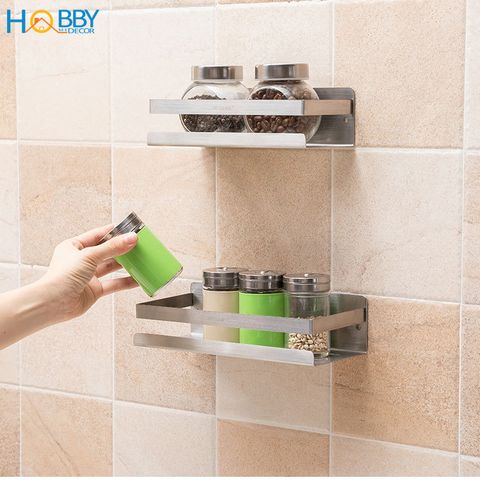 Kệ đựng gia vị nhà bếp inox 304 dán tường Hobby home decor KGVD 3 size tùy chọn