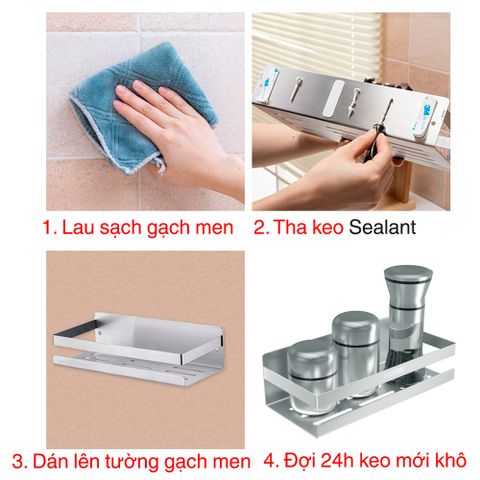 Kệ đựng gia vị nhà bếp inox 304 dán tường Hobby home decor KGVD 3 size tùy chọn
