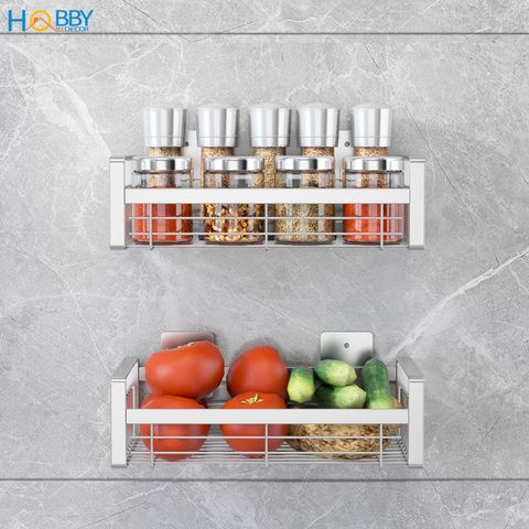 Kệ đựng gia vị Inox 304 dán tường Hobby home decor GV2 2 size tùy chọn