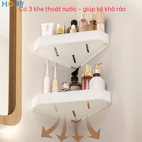 Kệ góc không rỉ dán tường màu trắng sữa bằng nhôm Hobby home decor KG4