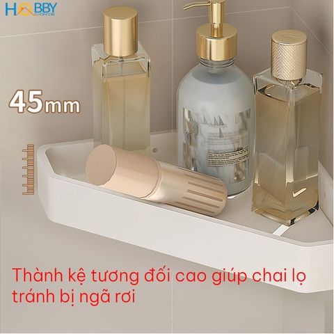Kệ góc không rỉ dán tường màu trắng sữa bằng nhôm Hobby home decor KG4