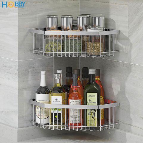 Kệ góc đựng gia vị bếp đa năng inox 304 dán tường HOBBY Home Decor KGT