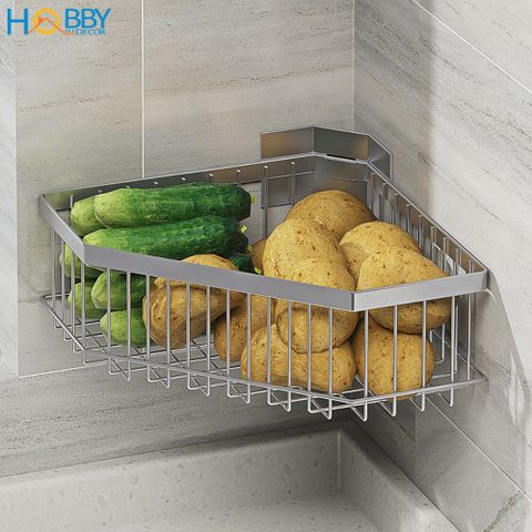 Kệ góc đựng gia vị bếp đa năng inox 304 dán tường HOBBY Home Decor KGT