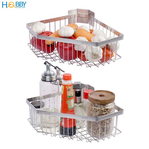 Kệ góc đựng gia vị bếp đa năng inox 304 dán tường HOBBY Home Decor KGT