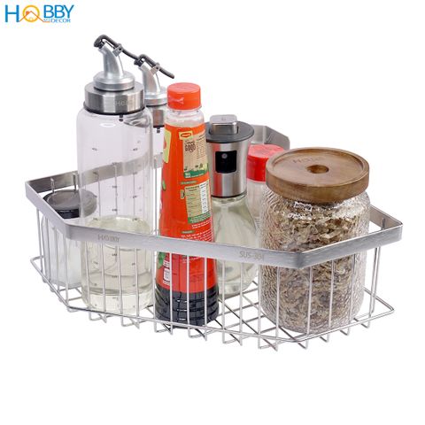 Kệ góc đựng gia vị bếp đa năng inox 304 dán tường HOBBY Home Decor KGT