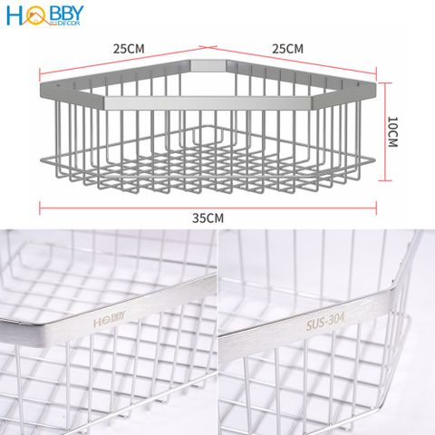Kệ góc đựng gia vị bếp đa năng inox 304 dán tường HOBBY Home Decor KGT