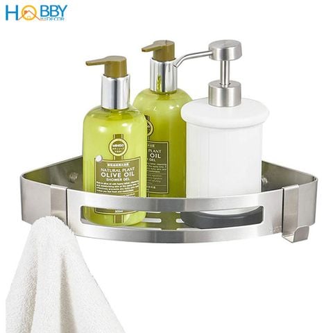 Kệ góc nhà tắm dán tường inox 304 bóng có keo dán Hobby Home Decor KG1