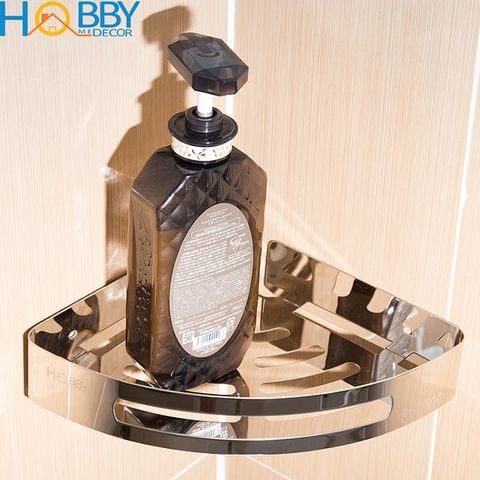 Kệ góc nhà tắm dán tường inox 304 bóng có keo dán Hobby Home Decor KG1