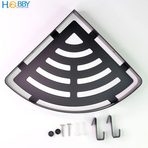 Kệ góc nhà tắm inox 304 sơn đen kèm keo dán Hobby Home Decor KG3