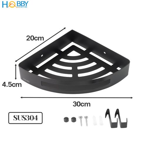 Kệ góc nhà tắm inox 304 sơn đen kèm keo dán Hobby Home Decor KG3