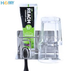 Kệ để bàn chải kem đánh răng 2 ngăn dán tường inox 304 Hobby Home Decor CD3