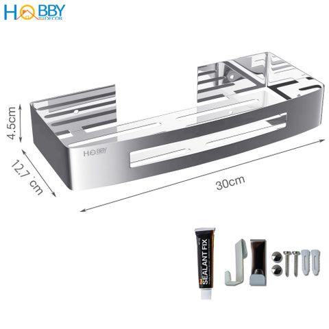 Kệ chữ nhật để đồ nhà tắm dán tường inox 304 Hobby Home Decor KCN1