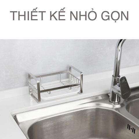 Kệ để đồ rửa bát có khay nhựa dán tường inox 304 Hobby Home Decor KRC1