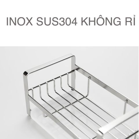Kệ để đồ rửa bát có khay nhựa dán tường inox 304 Hobby Home Decor KRC1