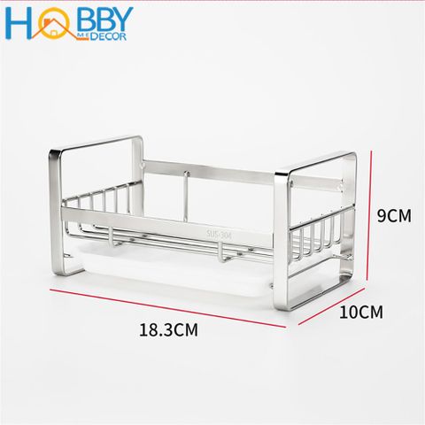 Kệ để đồ rửa bát có khay nhựa dán tường inox 304 Hobby Home Decor KRC1