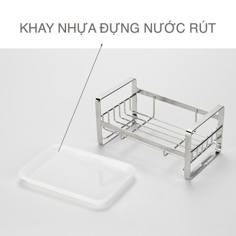 Kệ để đồ rửa bát có khay nhựa dán tường inox 304 Hobby Home Decor KRC1