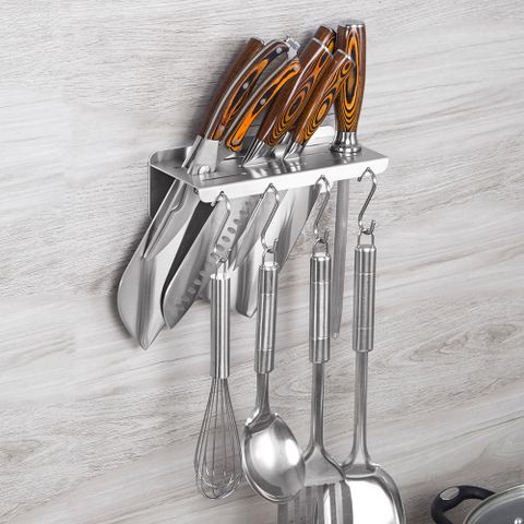 Kệ để dao kéo Inox 304 dán tường HOBBY Home Decor KDT có sẵn 4 móc treo - kèm keo dán