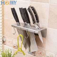 Kệ để dao kéo Inox 304 dán tường HOBBY Home Decor KDT có sẵn 4 móc treo - kèm keo dán