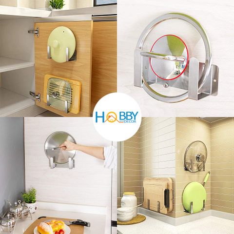 Giá treo vung nồi thớt inox 304 dán tường Hobby home decor TT01