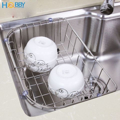 Khay để bát đĩa gác chậu rửa co giãn inox 304 Hobby Home Decor KDC1