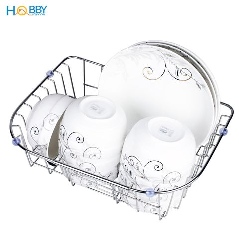 Khay để bát đĩa gác chậu rửa co giãn inox 304 Hobby Home Decor KDC1