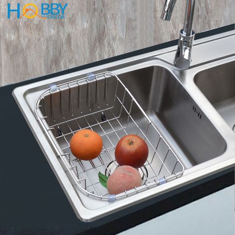 Khay để bát đĩa gác chậu rửa co giãn inox 304 Hobby Home Decor KDC1