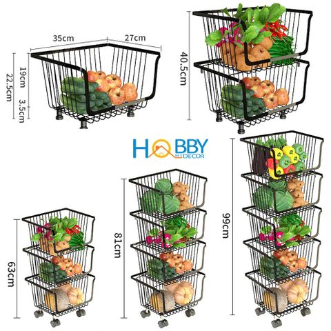 Kệ rổ đựng đồ nhà bếp đa năng nhiều tầng di động HOBBY Home Decor KRNT