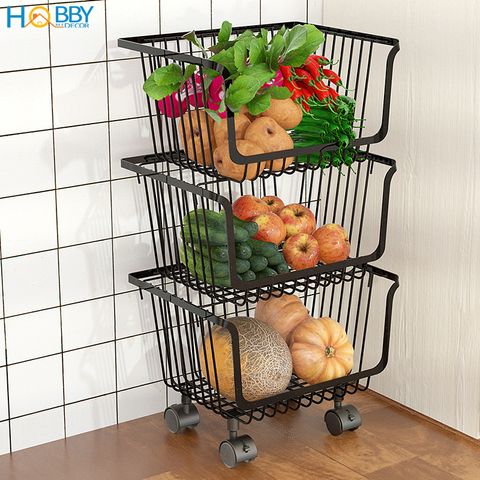 Kệ rổ đựng đồ nhà bếp đa năng nhiều tầng di động HOBBY Home Decor KRNT