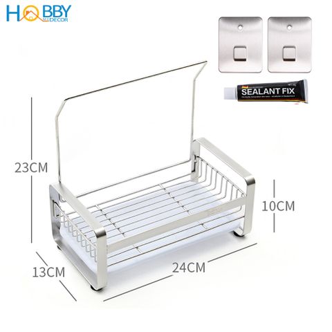 Kệ đựng đồ dùng rửa chén có treo khăn dán tường Hobby home decor KRC4