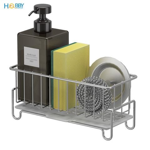 Kệ để đồ rửa chén bát gác trên bồn rửa inox 304 Hobby Home Decor KRC5 có khay hứng nước