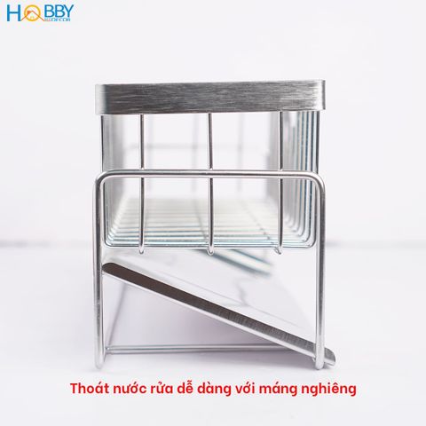 Kệ để đồ rửa chén gác bồn mẫu lớn inox 304 Hobby Home Decor KRC9