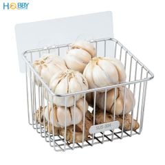 Kệ rổ đựng hành tỏi ớt đa năng inox 304 dán tường Hobby home decor TB4