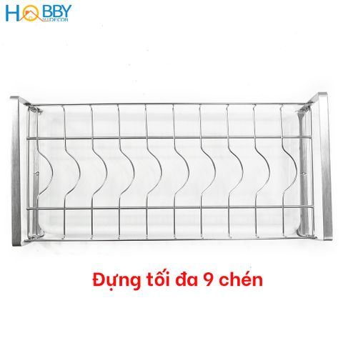 Kệ úp chén 9 ngăn có khay nhựa nhỏ gọn Inox 304 Hobby Home Decor KUC9